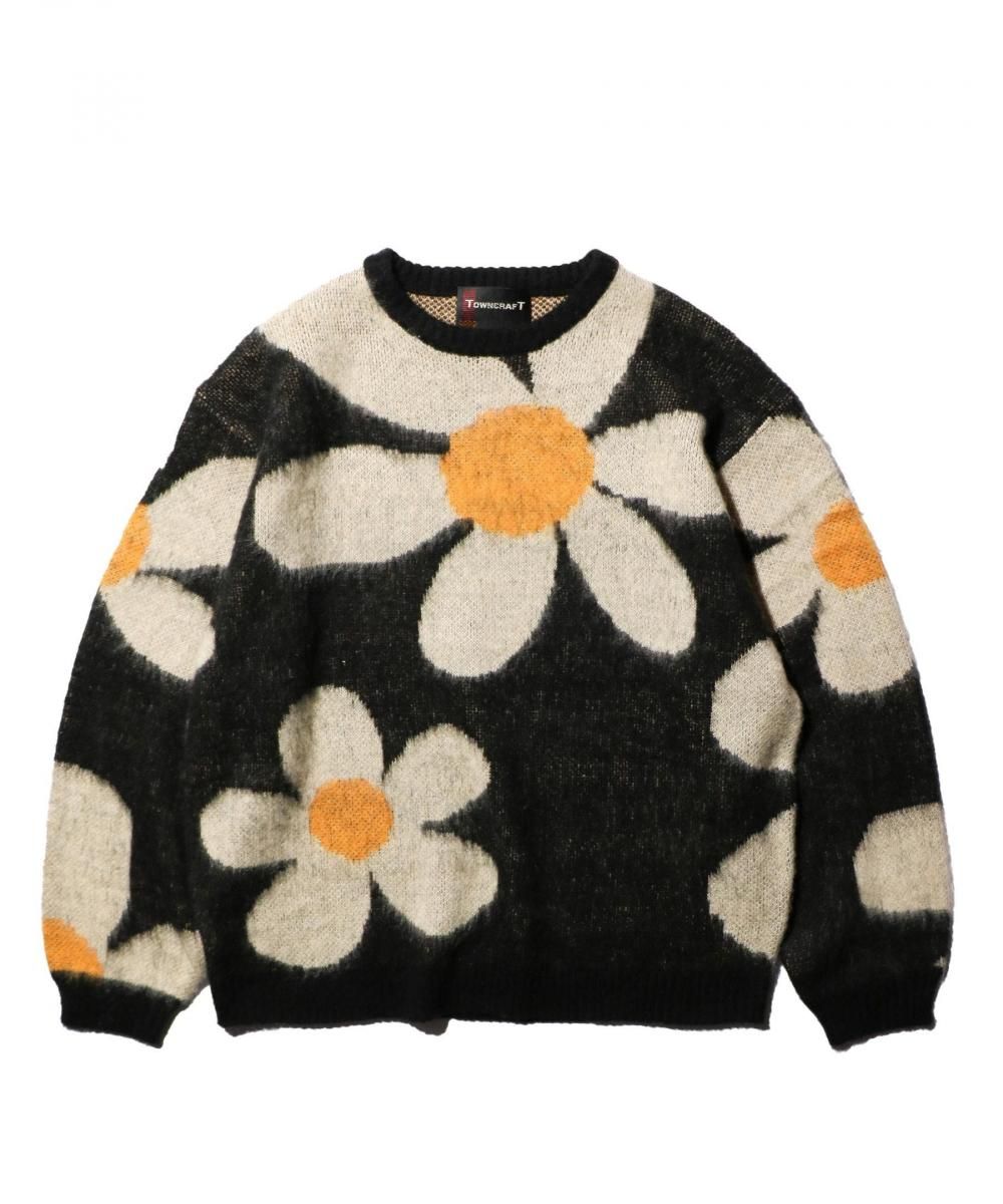 VINTAGE PATTERN SHAGGY CREW SWEATER