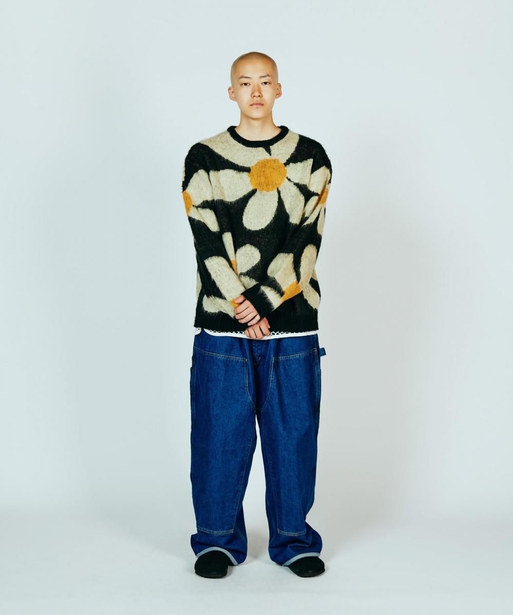 VINTAGE PATTERN SHAGGY CREW SWEATER