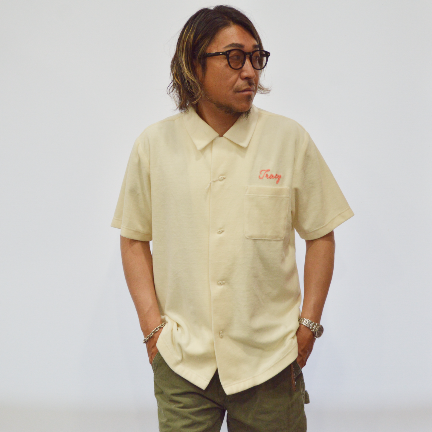 HOUSTON ベロアボウリングシャツ