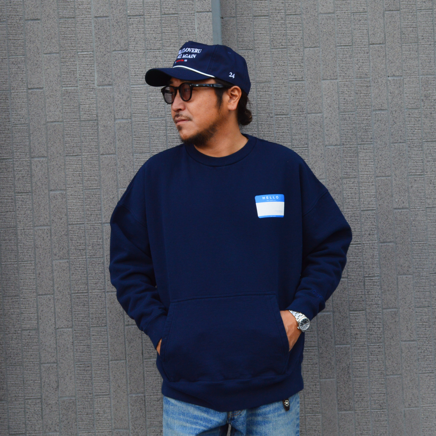 Wide Crew Sweat "NAME CARD"