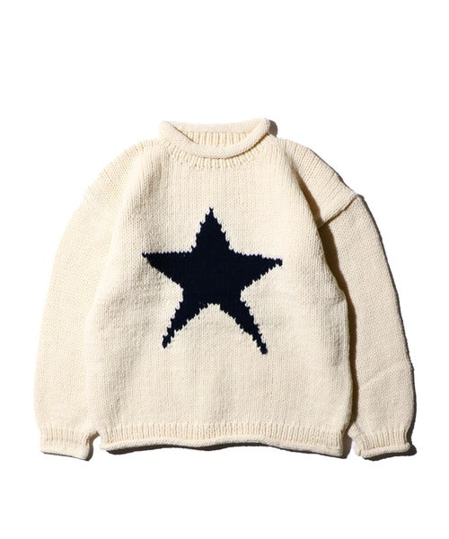STAR HAND KNIT ROLL CREW