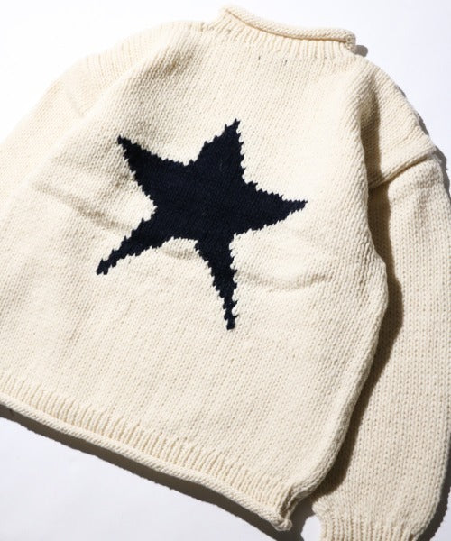 STAR HAND KNIT ROLL CREW