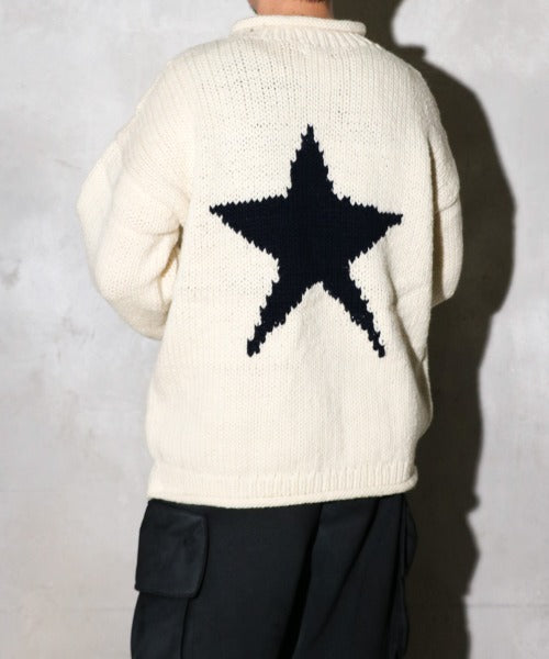 STAR HAND KNIT ROLL CREW