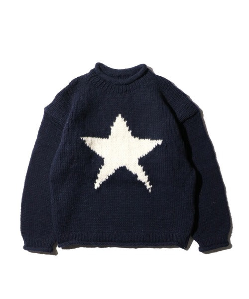 STAR HAND KNIT ROLL CREW