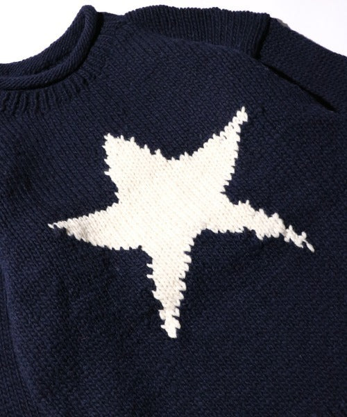 STAR HAND KNIT ROLL CREW