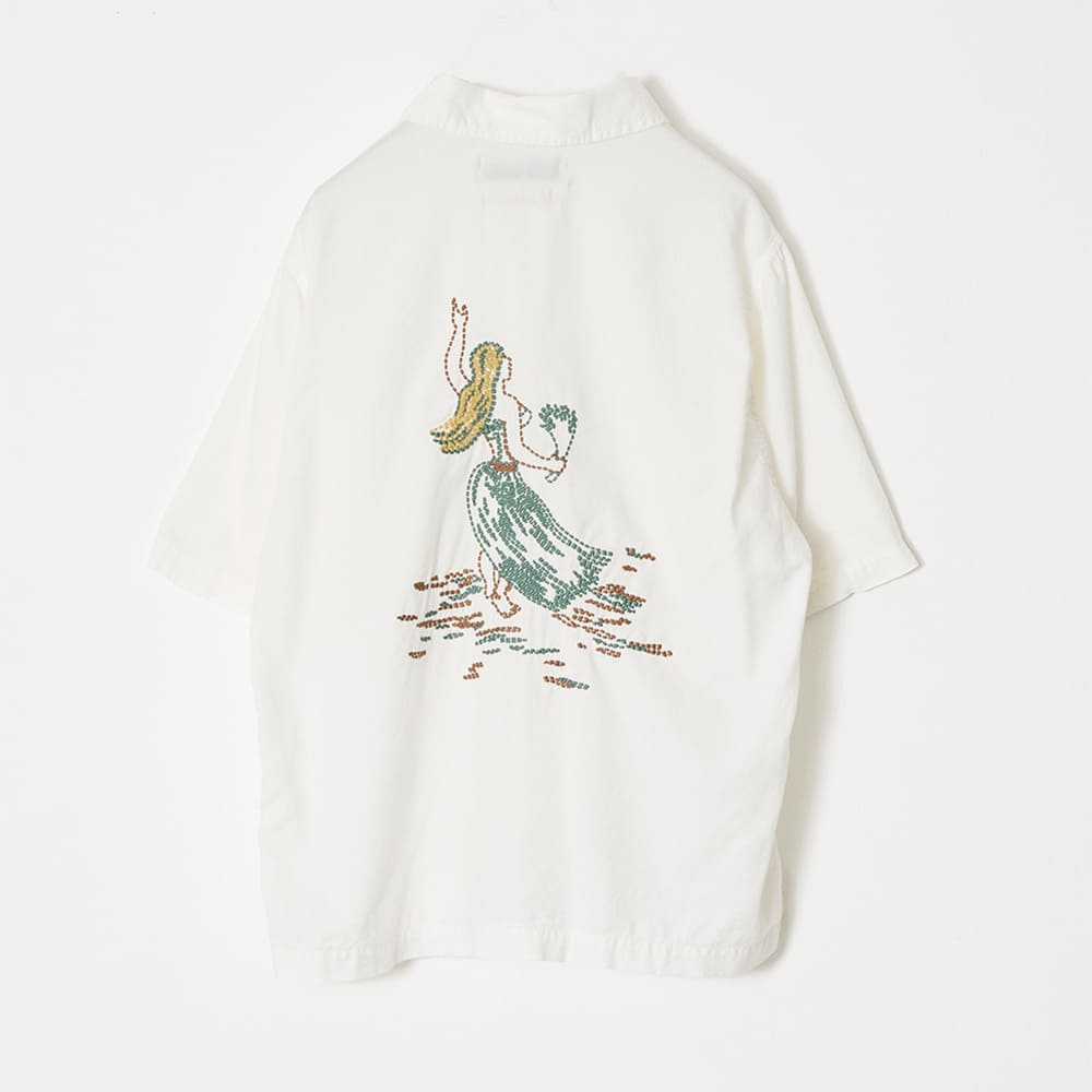 コットンシルクアロハシャツS/S(刺繍:フラガール)