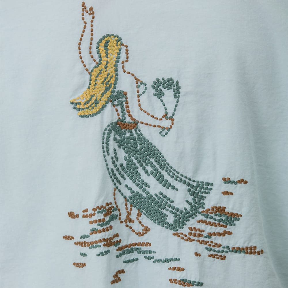 コットンシルクアロハシャツS/S(刺繍:フラガール)