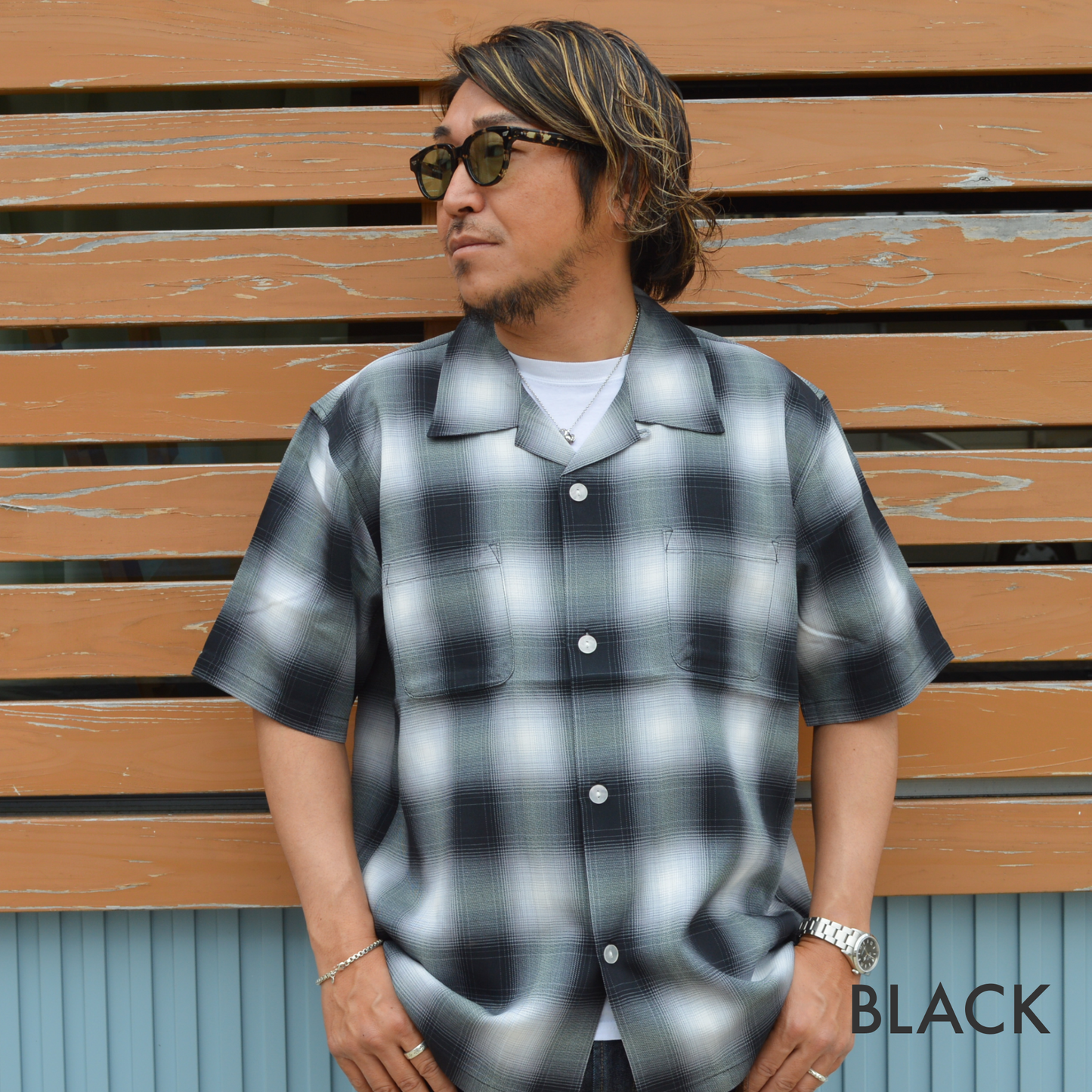 HOUSTON OMBRE CHECK S/S SHIRT / オンブレチェック半袖シャツ