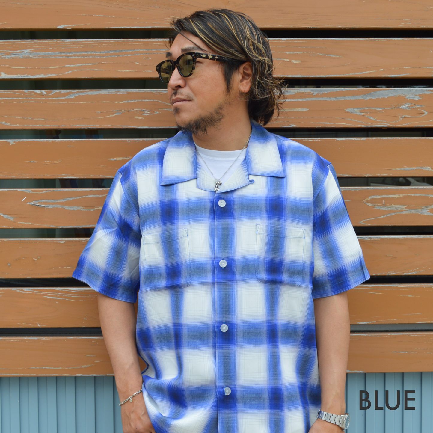 HOUSTON OMBRE CHECK S/S SHIRT / オンブレチェック半袖シャツ