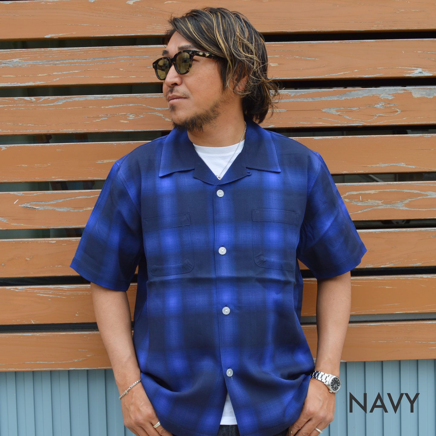 HOUSTON OMBRE CHECK S/S SHIRT / オンブレチェック半袖シャツ