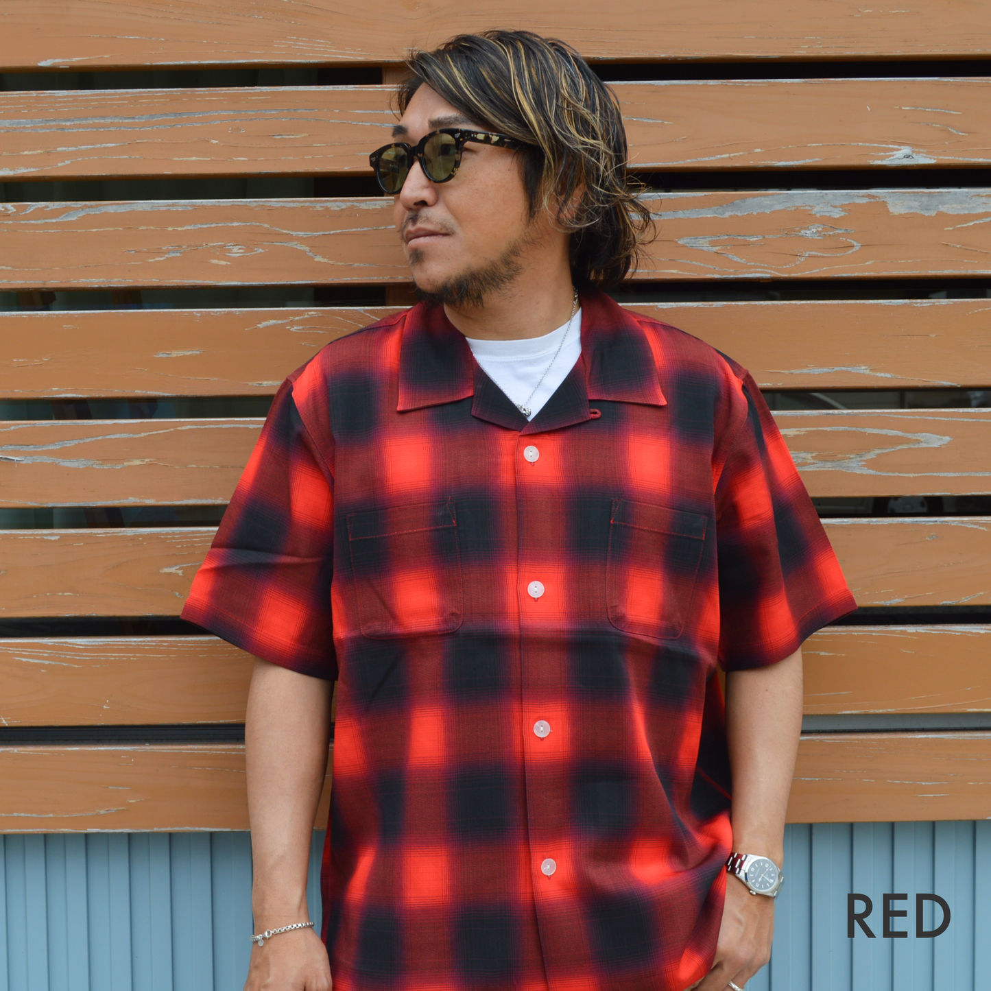 HOUSTON OMBRE CHECK S/S SHIRT / オンブレチェック半袖シャツ