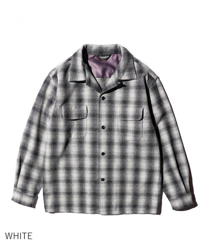 50S WOOL OMBRE W-FLAP LOOP COLLAR SHIRT