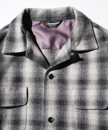 50S WOOL OMBRE W-FLAP LOOP COLLAR SHIRT