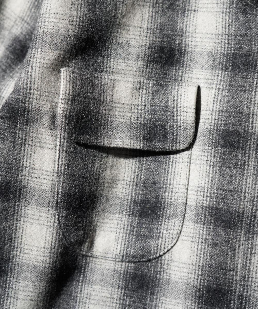 50S WOOL OMBRE W-FLAP LOOP COLLAR SHIRT