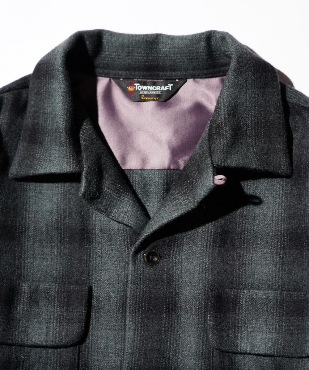 50S WOOL OMBRE W-FLAP LOOP COLLAR SHIRT
