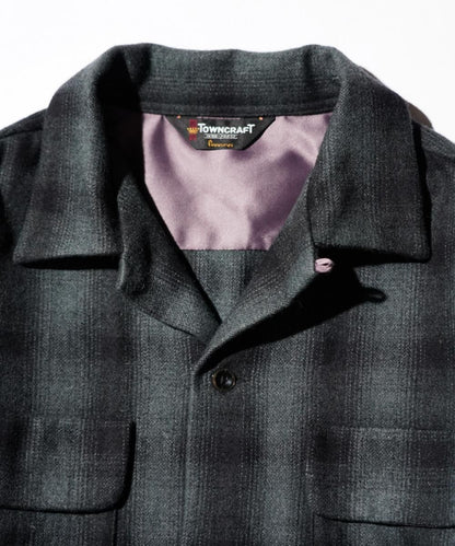 50S WOOL OMBRE W-FLAP LOOP COLLAR SHIRT