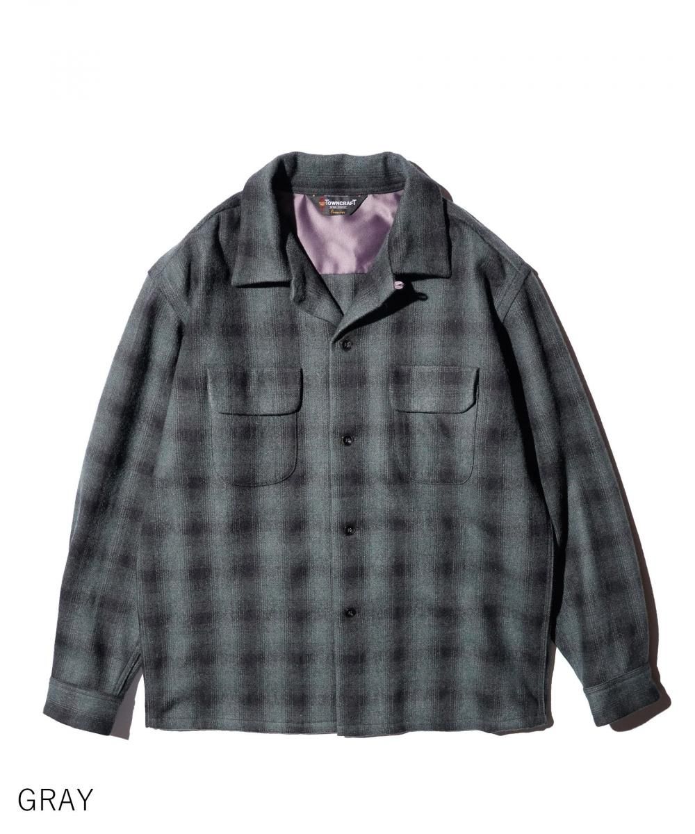 50S WOOL OMBRE W-FLAP LOOP COLLAR SHIRT