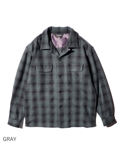50S WOOL OMBRE W-FLAP LOOP COLLAR SHIRT