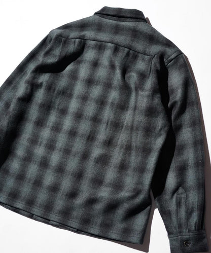 50S WOOL OMBRE W-FLAP LOOP COLLAR SHIRT