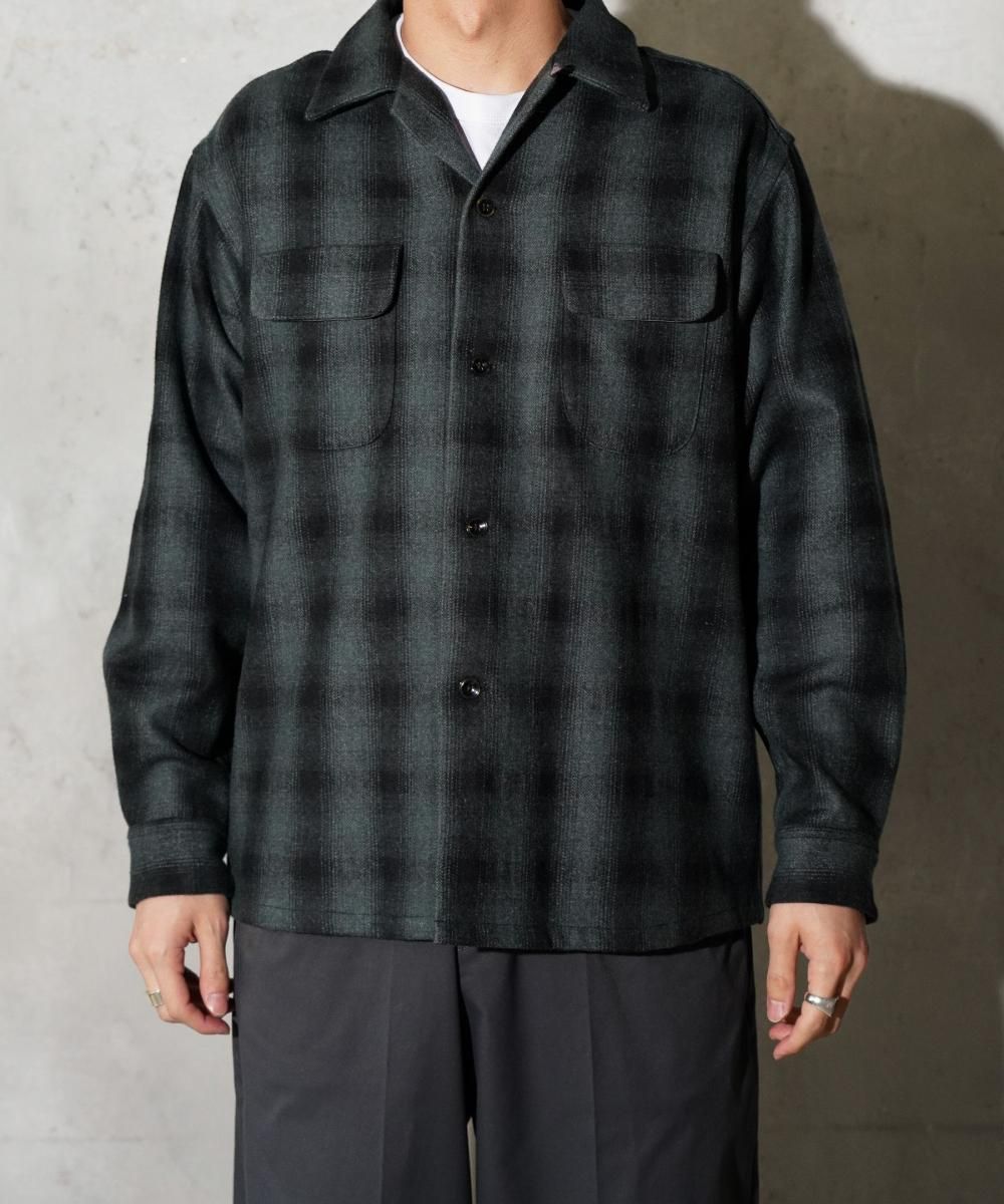 50S WOOL OMBRE W-FLAP LOOP COLLAR SHIRT