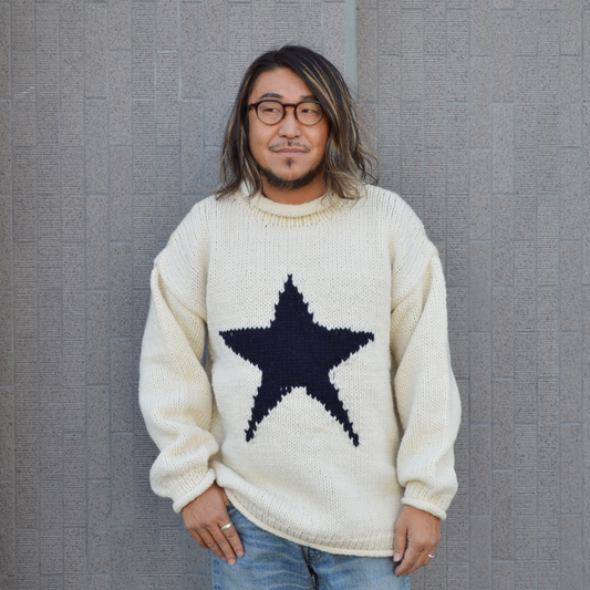 STAR HAND KNIT ROLL CREW