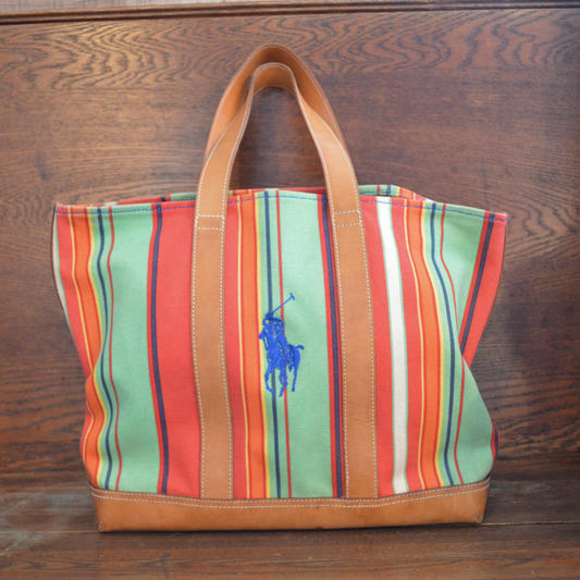 Polo ralph lauren レザーｘキャンバストートバック