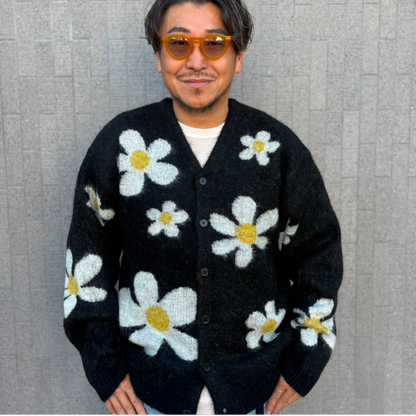 MOHAIR SHAGGY JACQUARD CARDIGAN
