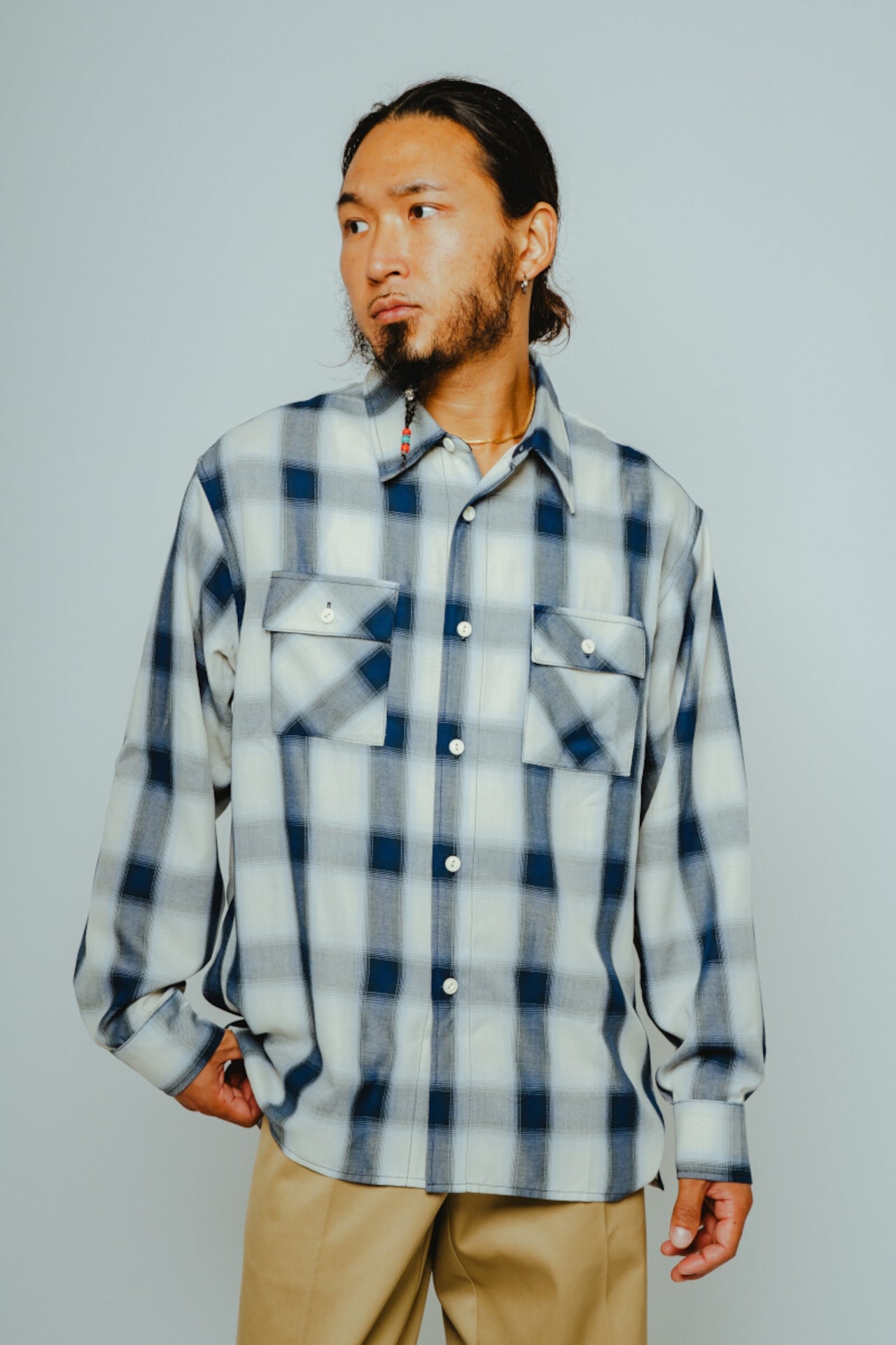 Rayon Mix Ombre Slit L/S Shirts