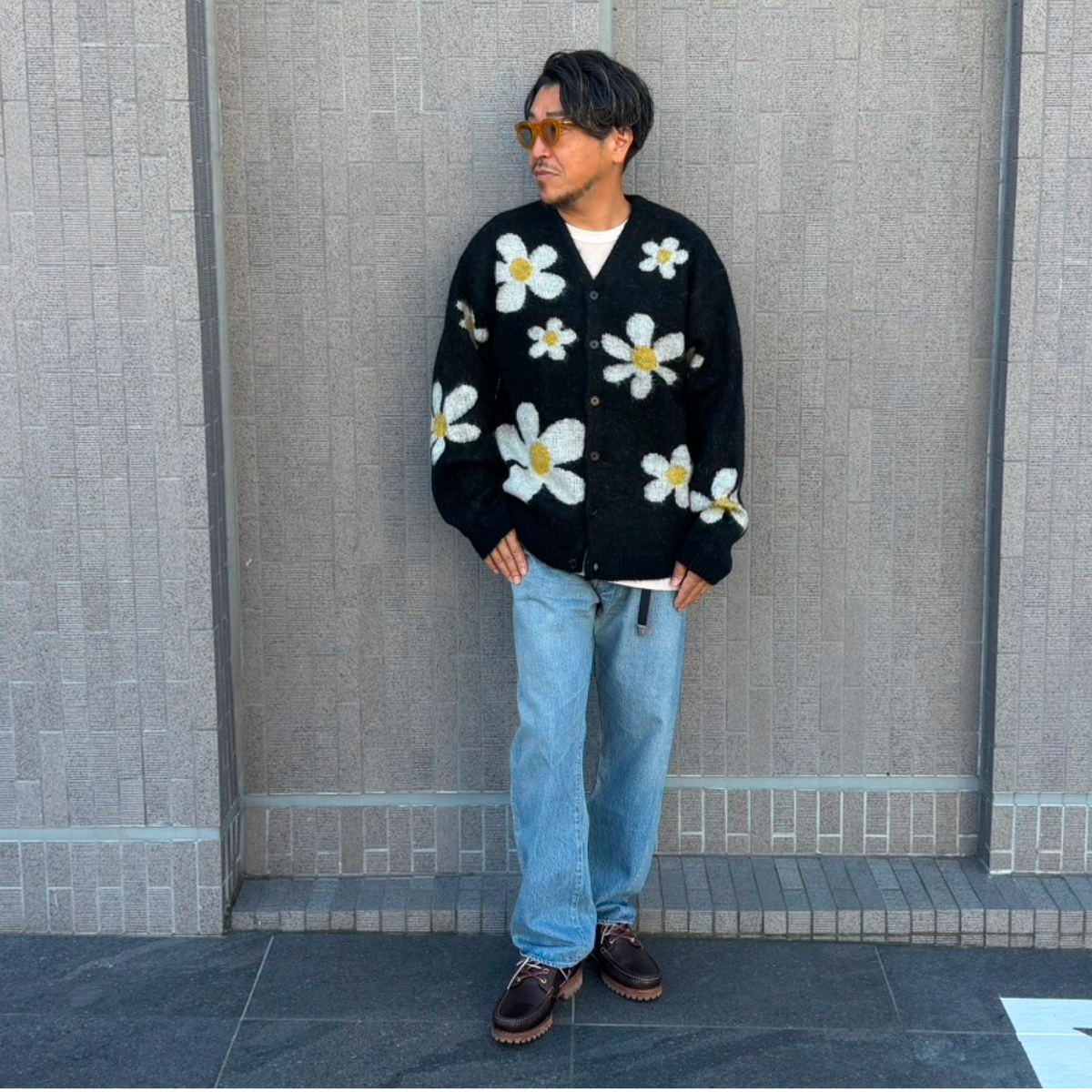 MOHAIR SHAGGY JACQUARD CARDIGAN
