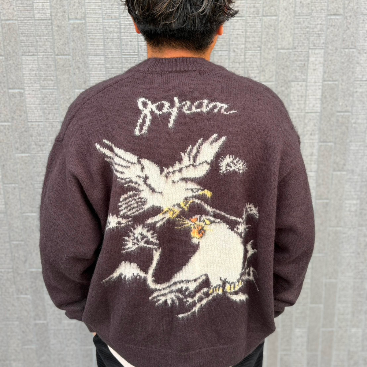 起毛ニットカーデ（スカ柄）