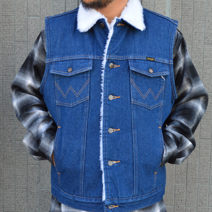 WRANGLER WESTERN SHARPA LINED DENIM VEST