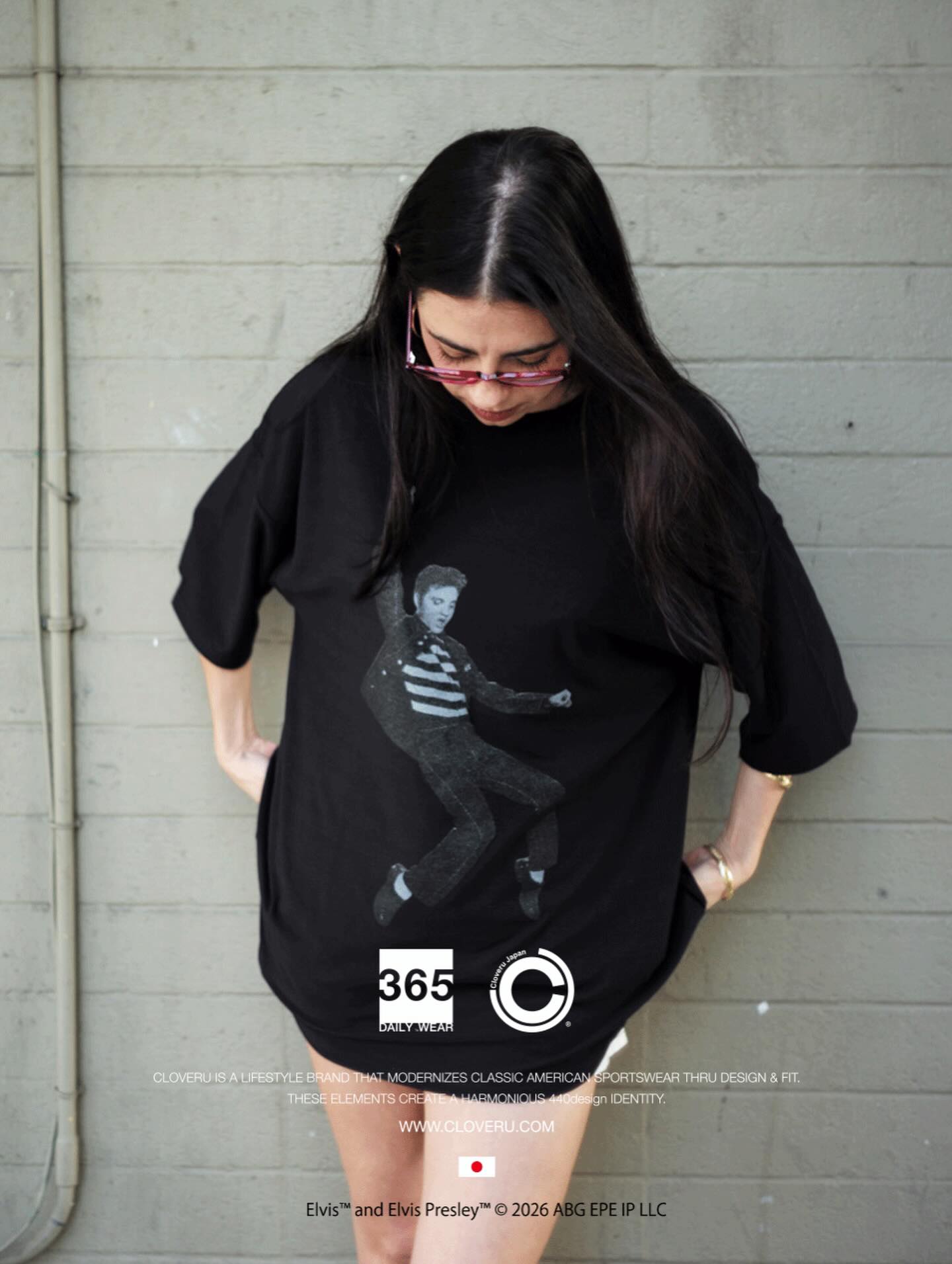 CLSS2605  Cloveru®︎ Japan Made Recycle Wide Tee " ELVIS".