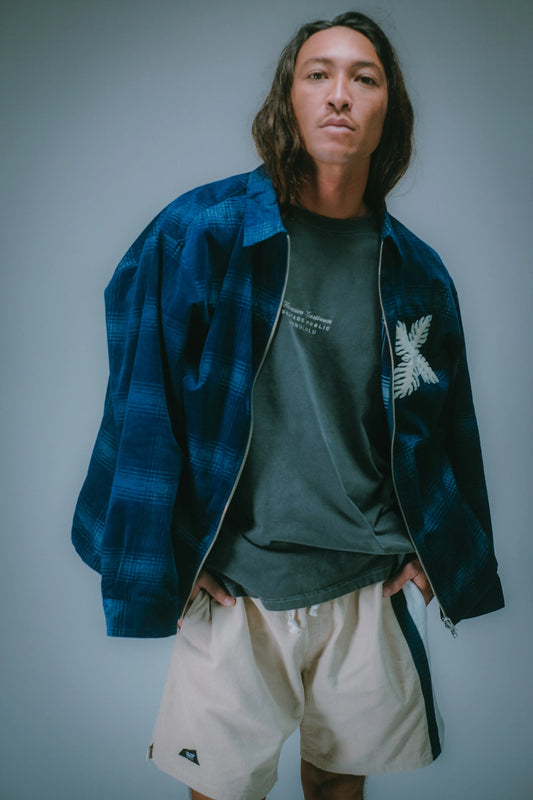 Indigo Corduroy Zip Jacket