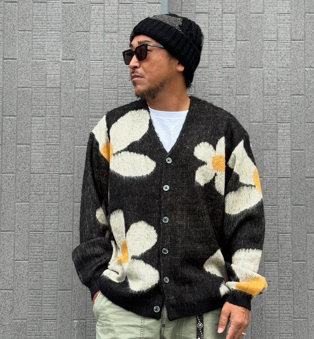 あん　Cloveru 60s SHAGGY CARDIGAN TOWNCRAFT with Cloveru 60s SHAGGY JACQUARD CARDIGAN - BLACK 更新
