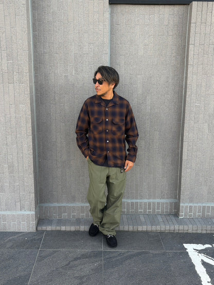 CHECK OPEN COLLAR SHIRT F3519