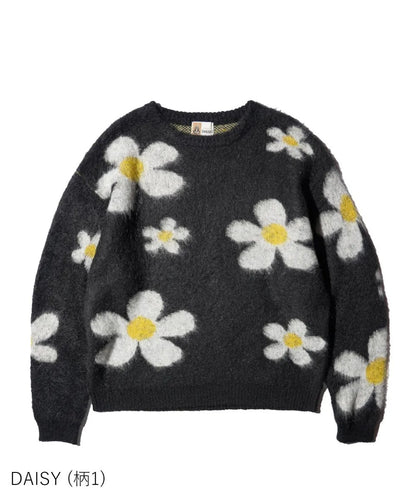 MOHAIR SHAGGY JACQUARD CREW SWEATER
