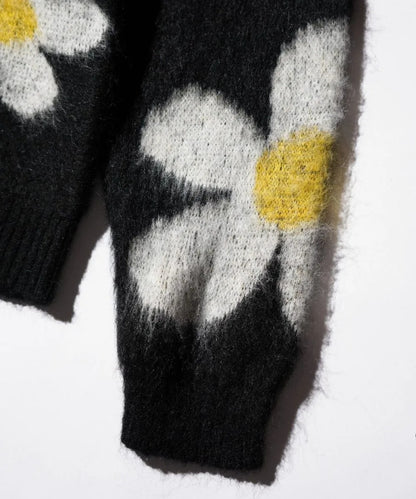 MOHAIR SHAGGY JACQUARD CREW SWEATER