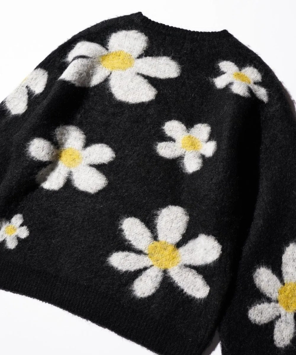 MOHAIR SHAGGY JACQUARD CREW SWEATER