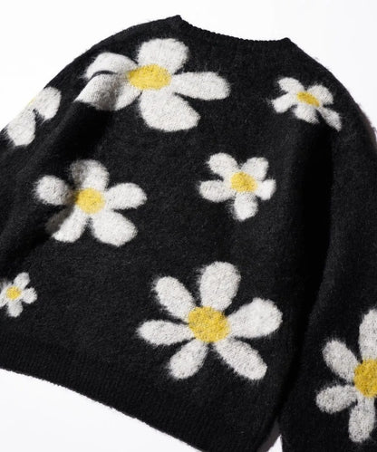 MOHAIR SHAGGY JACQUARD CREW SWEATER